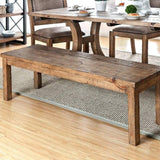 ZUN Rustic Elegance Wooden Seat 1pc Bench Bold Sturdy Design Rustic Oak Solidwood Frame Dining Room B011P200231