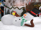 9.8 FT Lighted Christmas Inflatable Decoration, Large Inflatable Lying Snowman, Funny Blow Up Yard 20613284