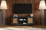 ZUN 65 inch TV Stand for TVs up to 75 inches, No Assembly Required, Black and Bourbon Finish B108P193088