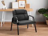 Faux Leather Waiting Room Chair, Office Guest Chair with Padded Arms, for Reception, Conference, 38633273