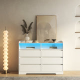6 Drawer Dresser, White Dresser for Bedroom LED Lights, Modern Dressers & Chests of Drawers 26843851