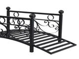 102*51*43cm Garden With Round Iron Ball Flat Top Handrail Garden Iron Bridge Black 61669682