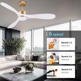 52 Smart Ceiling Fans with Lights Remote,Quiet DC Motor,White Gold Outdoor Indoor Ceiling Fan,High 37737611