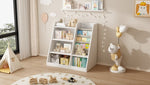 ZUN White Wooden Toy Storage Organizer Cabinet Kids Bookshelf Children Bookcase Toddler Baby Sling Book 81471101