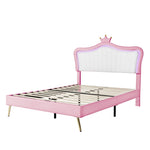 ZUN Queen Size Upholstered Bed Frame with LED Lights,Modern Upholstered Princess Bed With Crown WF307963AAH