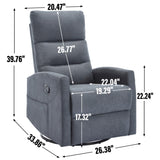 Manual Recliner Chair with Rocker and Swivel in Fabric for Living Room, Grey W3224P289293