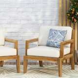 Outdoor Acacia Wood Patio Club Chair, Patio Furniture,Waterproof Thick Cushion Deep Seating for 70787.00BGE