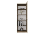 Tall Bookcase 71" H with 2 Doors, Five Interior Shelves, Natural Oak/White B097P480465