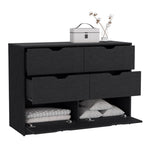 ZUN Basilea 4 Drawers Double Dresser with 2 pull down Cabinets Black B070P214577