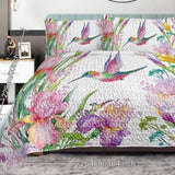 Colorful Bird Flower Design Quilt Set 3 Pieces Queen Size Soft Warm Bedding Set Include 1 Quilt And 11614767