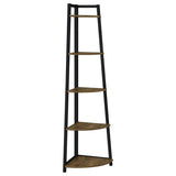 Aged Walnut 5-Tier Corner Bookcase B062P153786