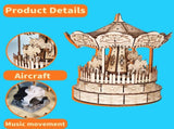 music park 3d Wooden Puzzle Carousel Music Box Handmade Assembly Model Kit Holidays Birthdays 16811073