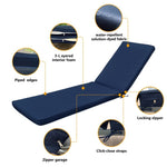 ZUN Outdoor Lounge Chair Cushion Replacement Patio Funiture Seat Cushion Chaise Lounge Cushion-Navy Blue W419142368