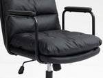 ZUN Office Chair,Mid Back Home Office Desk Task Chair with Wheels and Arms Ergonomic PU Leather Computer W1143133924