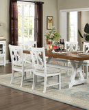 ZUN Lavish Design Distressed White 2pcs Dining Chairs Only, Gray Padded Fabric Seat Dining Room Kitchen B011111836