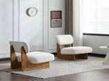 Modern Beige Lounge Chair with Polyester Upholstery, Sturdy Wood Base With Natural N767P241702N