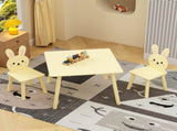 Kids Table and Chair Set with 2 Bunny Chairs, Children's Wooden Activity Table for Toddlers, Cute 80159869