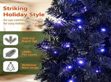 7 FT Black Pre-Lit Christmas Tree with Purple LED Lights, 1096 Branch Tips, Gothic Halloween Holiday 20654509