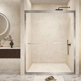 56-60 " x 72" Tempered Glass with Explosion Proof Film, Aluminum Frame Double Sliding Shower Door, W1675P288827