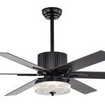 ZUN 52 Inch Indoor Modern LED Ceiling Fan with Light and Remote Control, 6 Blades , W1592123216