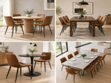 Modern PVC Upholstered Dining Chairs,Armless Side Chairs for Kitchen Dining Room, Set of 2 , Grey & B347P613000