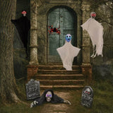 Outdoor Halloween Decorations 8-Piece Set, Hanging Ghosts Decor and Cobweb and Gravestone with 80897903
