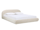 Archie Puffy Grounded Upholstered Platform Bed Queen, Oatmeal Light Beige Chenille B2719P479035