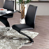 Set of 2 Padded Leatherette Side Chairs in Black and Chrome Finish B016P156602