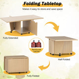 48" Foldable Coffee Table Extendable Center Table With Storage Cabinets & Wheels - Oak 78605973