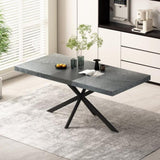 ZUN 55.11" -70.86"Retro Rectangular Stretch Dining Table,Dark Grey stone Top And Relief Plate, W757P209558