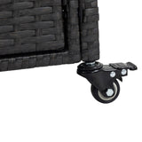 Outdoor Wicker Bar Cart, Patio Wine Serving Cart w/Wheels, Rolling Rattan Beverage Bar Counter Table W640140573