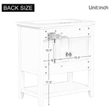 ZUN 30" Bathroom Vanity without Sink Top, Cabinet Base Only, Vanity with Multi-Functional Drawer, White WF310865AAK