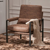 Single Iron Frame Chair Light Brown Technology Fabric Indoor Leisure Chair 43319375