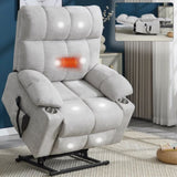 Beige Dual Motor Infinite Position Up to 350 LBS Chenille Power Lift Recliner Chair, Heavy Duty W3224P295282