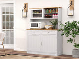 68-Inch Tilting Trash Cabinet with Hidden Trash Can & Multi-Storage Compartments, White & Natural 95343901