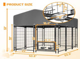Dog Kennel Outdoor with Roof, 4.23'x5.82'x4.83' Welded Wire Enclosure, Heavy Duty Dog Crate with 24433657