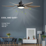 54 Inch Indoor Ceiling Fan With Dimmable Led Light ABS Blades Remote Control Reversible DC Motor For W934P246817