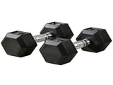 2 X 15lbs Hex Dumbbell Set for Home Gym Workout Rubber Weights with Non-Slip Handles Anti-Roll 92492418