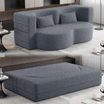 ZUN Modern Floor Sofa with 2 Pillows,Convertible Teddy Fabric Foam-Filled Sleeper Sofa Bed,15" Full Size W1885P190392