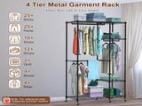 4 Tier Heavy Duty Garment Rack with 3 Hanging Rods, 463LBS Capacity Rolling Clothes Rack with 57122473