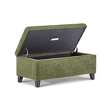 Storage Ottoman with Flip-Top Lid, Easy Assembly, Boucle Fabric & Birch Wood Legs, Green N779P291641G