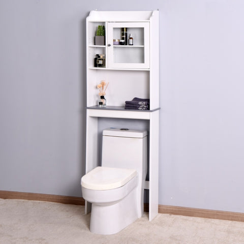 ZUN Modern Over The Toilet Space Saver Organization Wood Storage Cabinet for Home, Bathroom -White W40931565