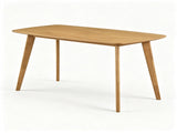 55 Inch Solid Rubber Wood Dining Table, Mid-Century Modern Kitchen Table with Rounded Edge, 4-6 08683094