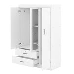 ZUN 3-Door Mirror Wardrobe with shelves, White 91460670