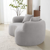 66.93 Inch Curved Loveseat Grey Full Compression Sponge Sofa, Teddy Velvet Fabric, No-Assembly W3612P332116