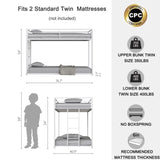 Same as B083P160613 Adam Sturdy Twin over Twin Bunk Bed Metal White for Kids Adult, Low Profile B083P170878