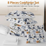 8PCS Halloween Comforter Set, Witch Pattern Bed in A Bag Bedding -1 Comforter, 2 Pillow Shams, 1 20098712
