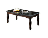 ZUN Traditional Espresso Solid wood 3pc Tables Set 1x Coffee Table and 2x End Tables Faux Marble Top B011P206780