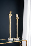 ZUN 5.5x5.5x28" Elongated Gold Roman Statue on White Marble Base W2078P172358