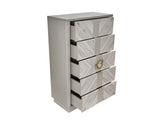 Eternity Traditional Style 5-Drawer Chest Made with Woodand Gold Accents in Beige B009P291908